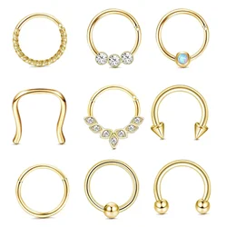 Bobisty Septum Rings Daith Earrings Nose Hoop Horseshoe Stainless Steel Nose Rings for Women Helix Tragus Lip Cartilage Piercing