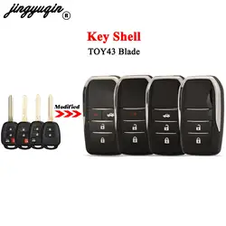 jingyuqin Modified Flip Remote Car Key Shell Case For Toyota CAMRY Corolla YARIS Vios Prado FOB 2/3/4 Buttons With TOY43 Blade
