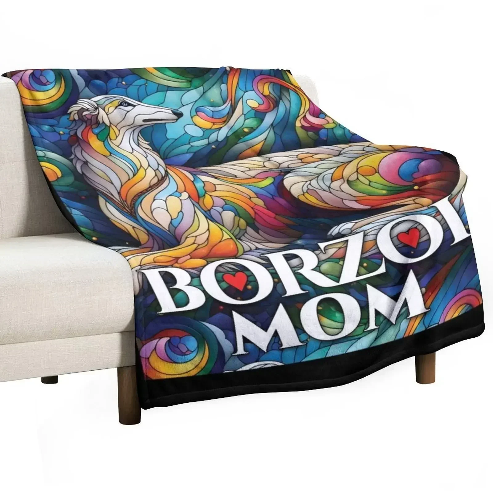 

Borzoi mom, stained glass. I love borzois. Throw Blanket Softest For Decorative Sofa Blankets For Bed Kid'S Blankets