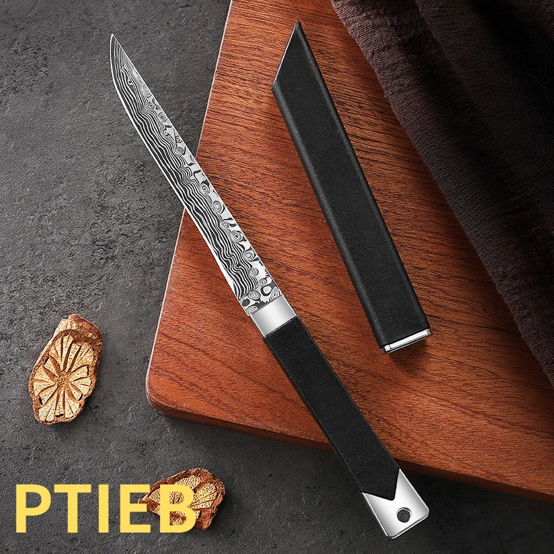 PTIEB Damascus pattern fruit knife household knife sharp high hardness carry portable mini fruit knife knife small knife