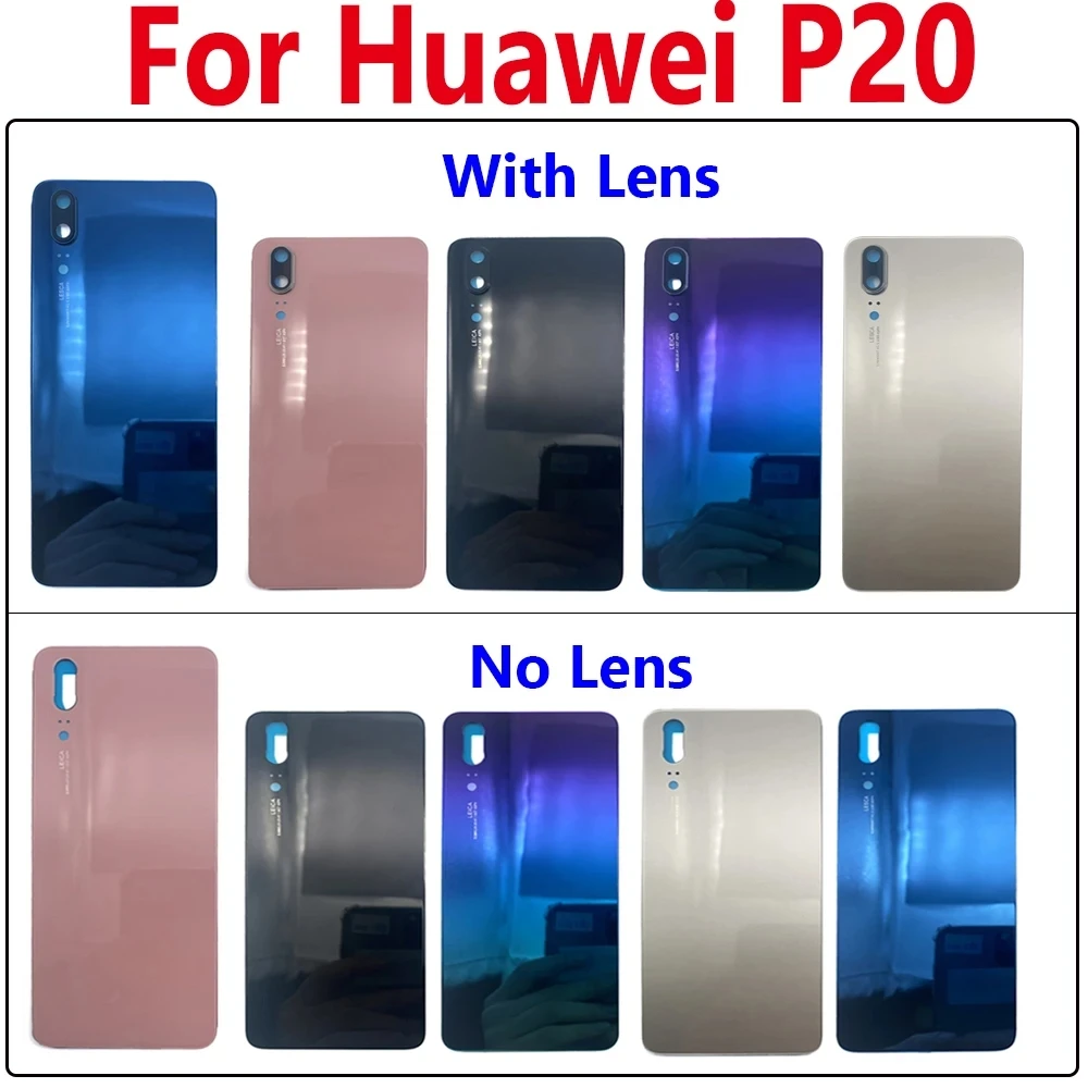 

NEW P20 Battery Back Cover Rear Door Housing Case Cover Replacement Parts With Adhesive For Huawei P20 With Camera Glass Lens