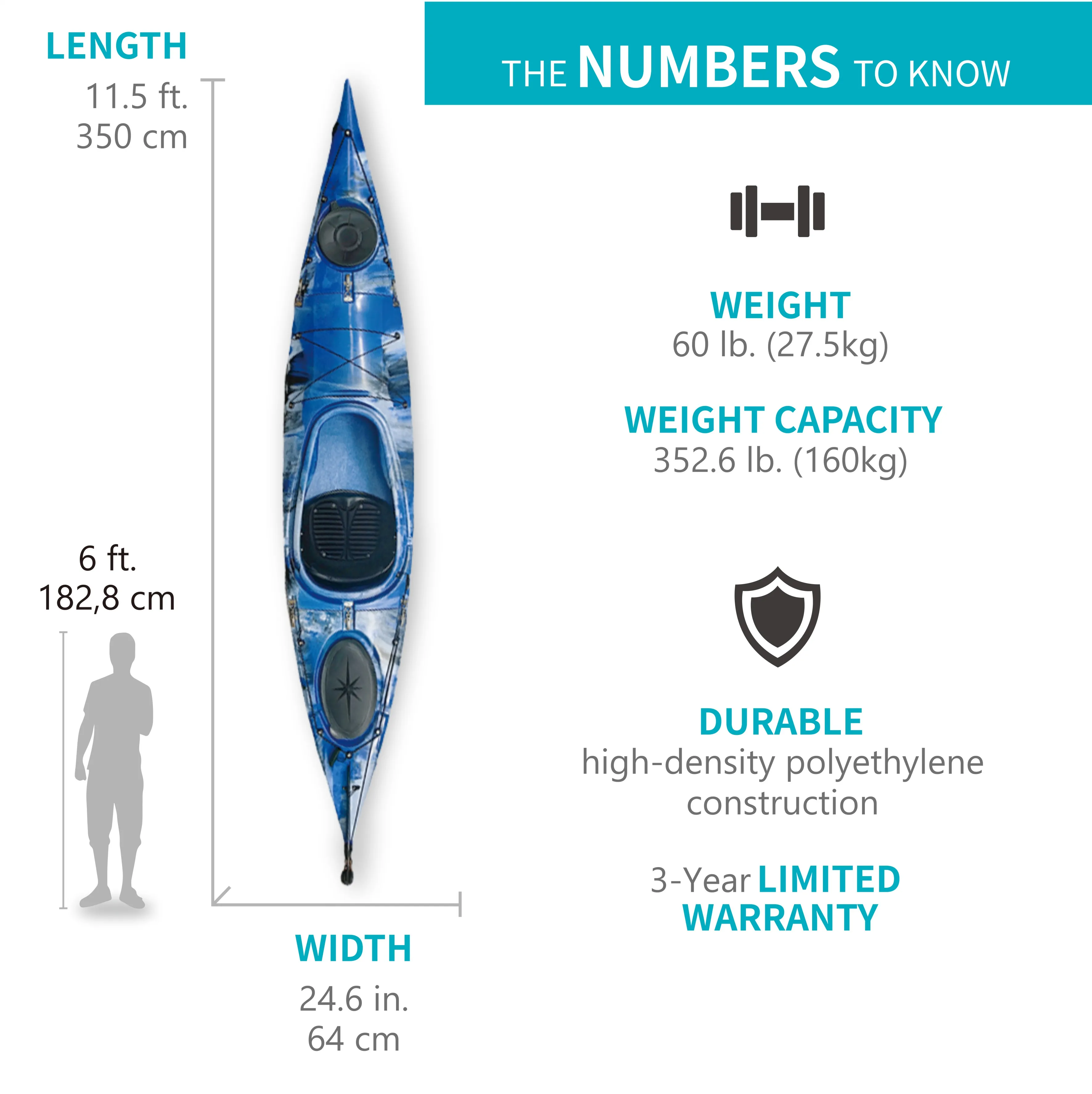 12FT (3.5M) Sit-In Modular Sea Kayak, Premium Single-Seat Design