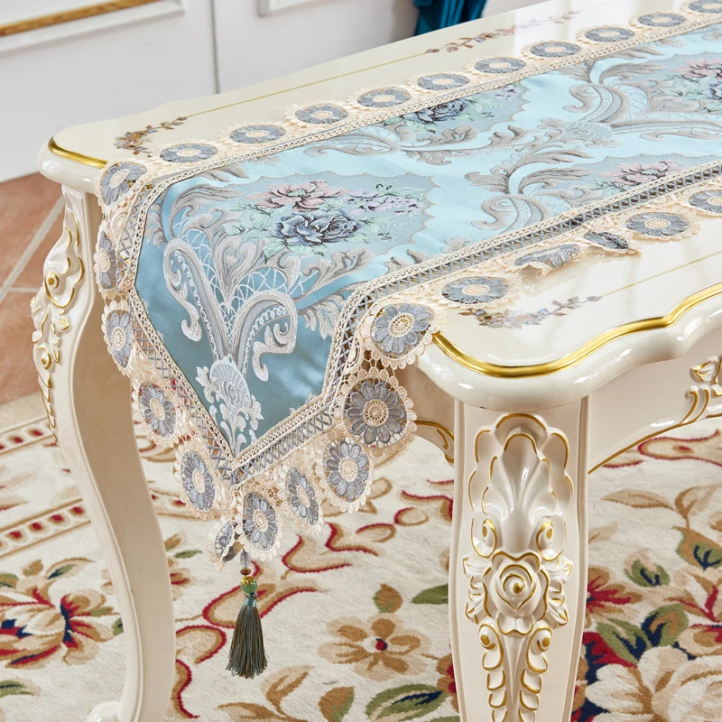 

European Luxury Table Runner Lace Table Runner Piano Cover Cloth Embroidered Table Cloth Tablecloth Wedding Decoration