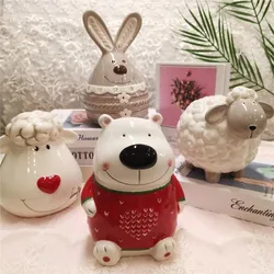 Cute Cartoon Animal Shaped Ceramic Piggy Bank For Children 2023 New Piggy Bank Birthday Gift Pande Cat Rabbit Money Box ZE158