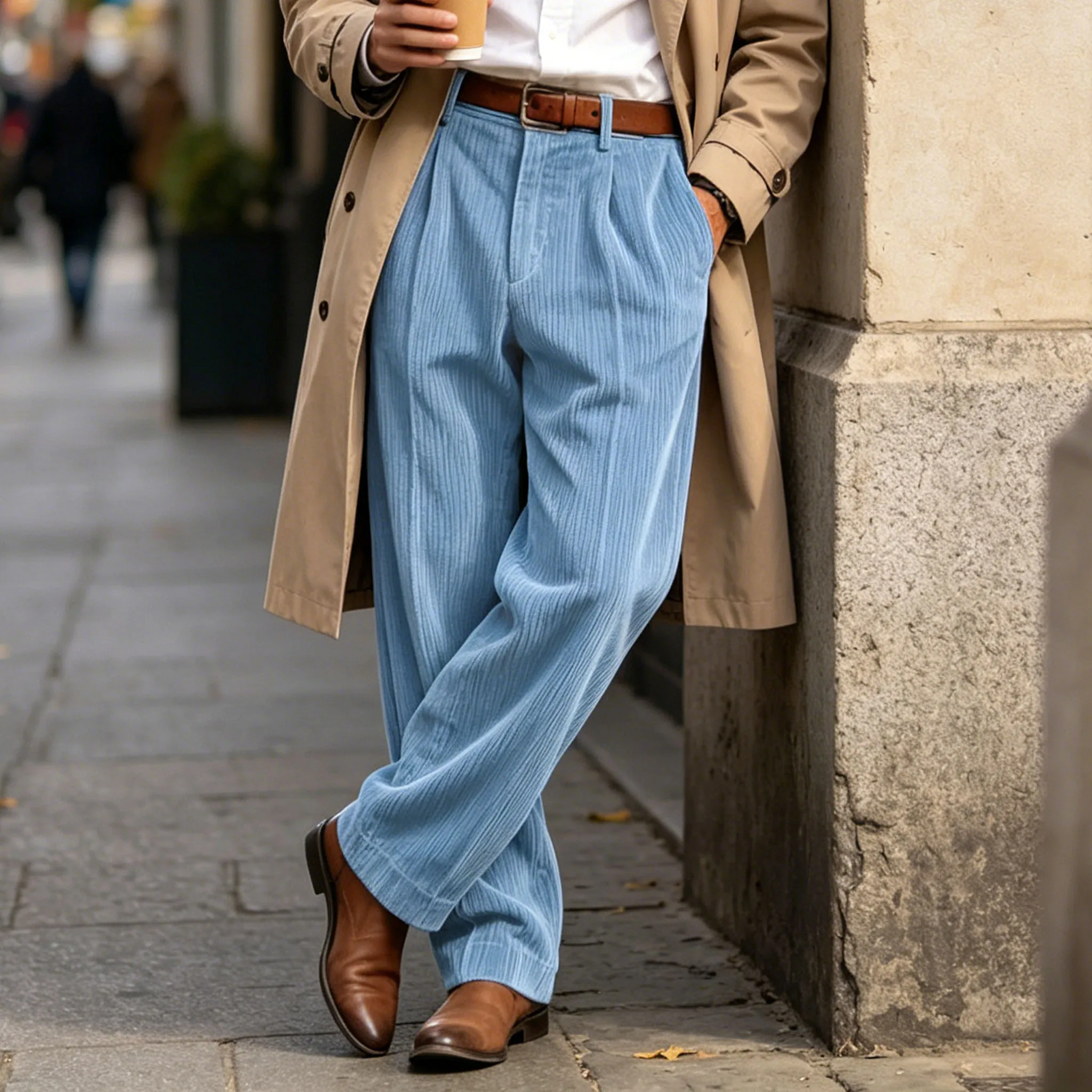 men's-corduroy-trousers-vintage-high-elastic-waist-pleated-straight-leg-loose-casual-fashion-pants-for-business-streetwear