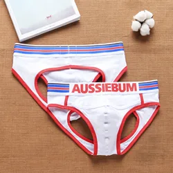 Aussiebum-Cuecas ocas traseiras de algodão puro respirável masculino, confortável