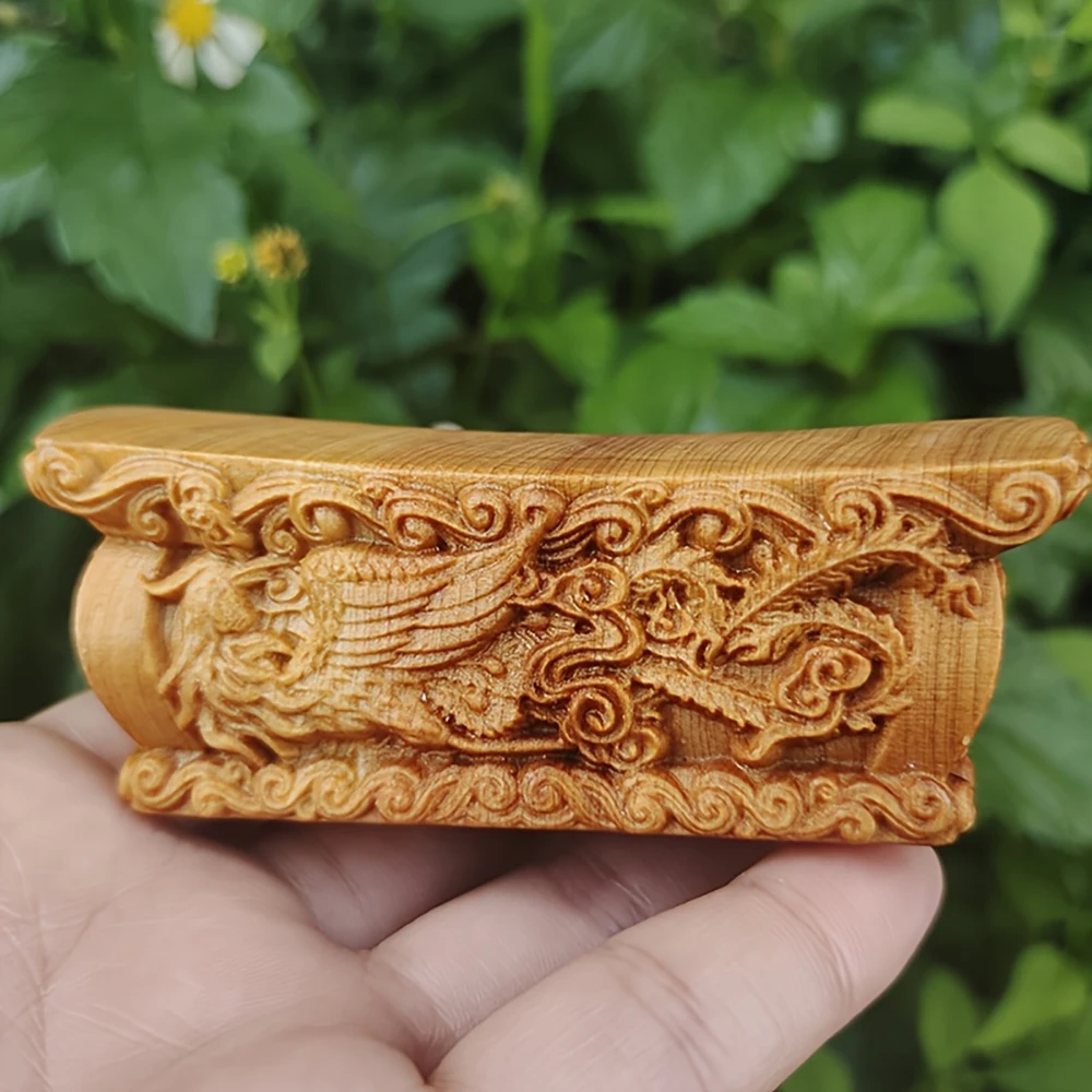 Solid Wood Dragon and Phoenix Coffin, Carved Cultural Artifact, Traditional Chinese Elements, Holiday Decoration Choice, Collectible Display Item, Home Decor Piece, Classical Art Style, Solid Wood Material