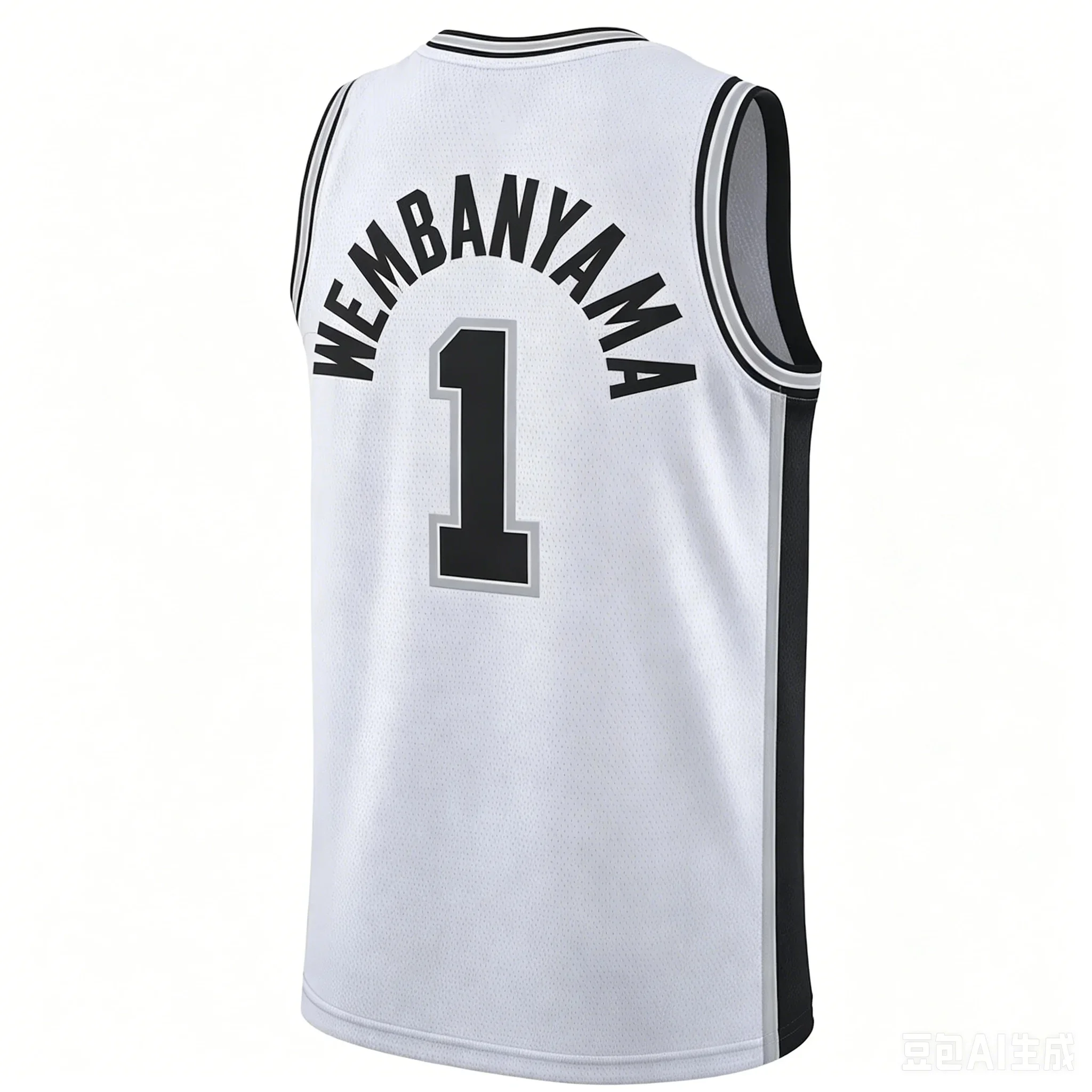 Unisex Ärmelloses Basketball-Trikot Weiß-Schwarzes Farbblock-Netz-Tanktop mit Rücken-Buchstaben- und Zahlen-Print Sportweste – Detail 5