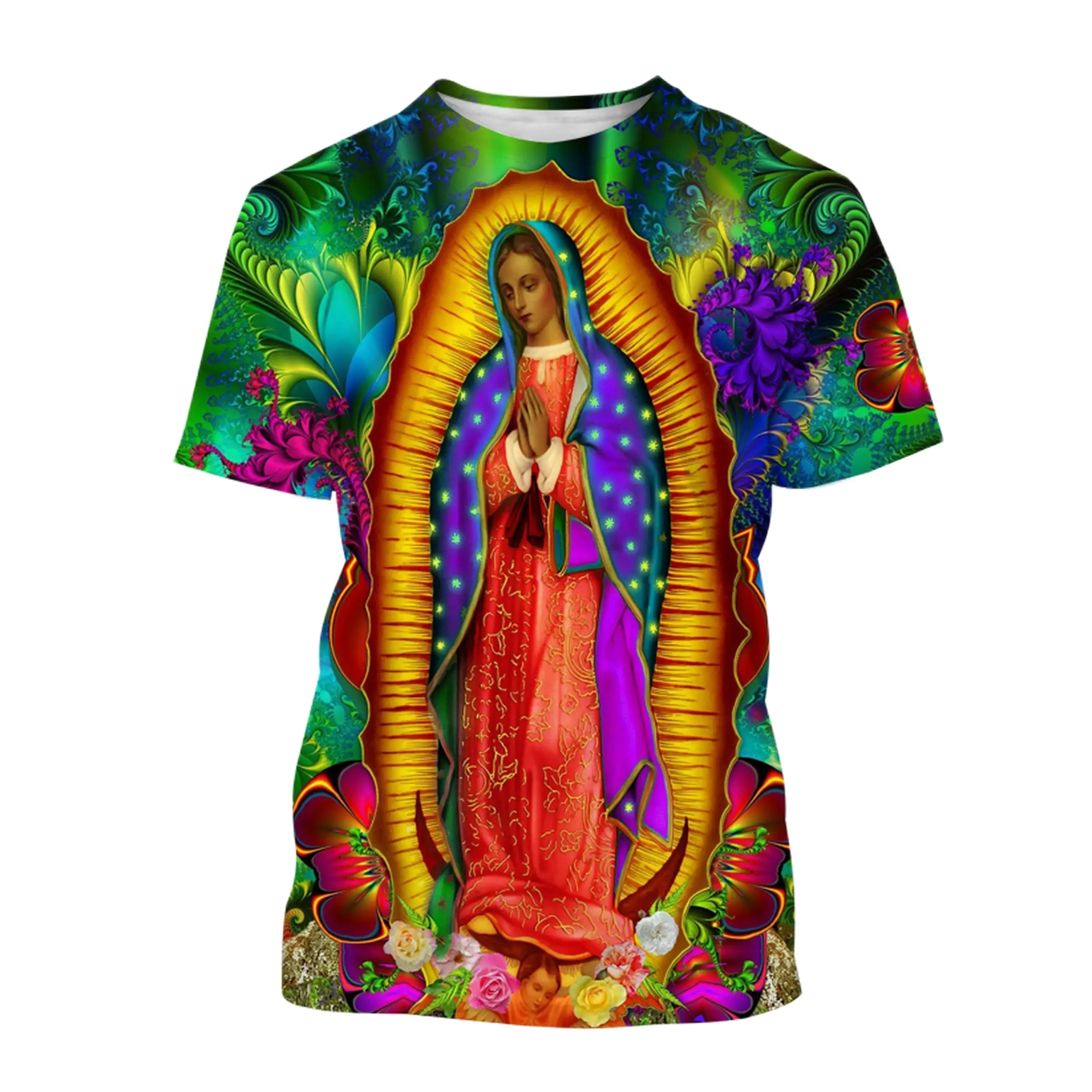 

Men's and Women's T Shirt Guadalupe Virgin Mary of Mexico 3D Print Tees Unisex Casual O-neck Short Sleeve Tops Oversized T-shirt