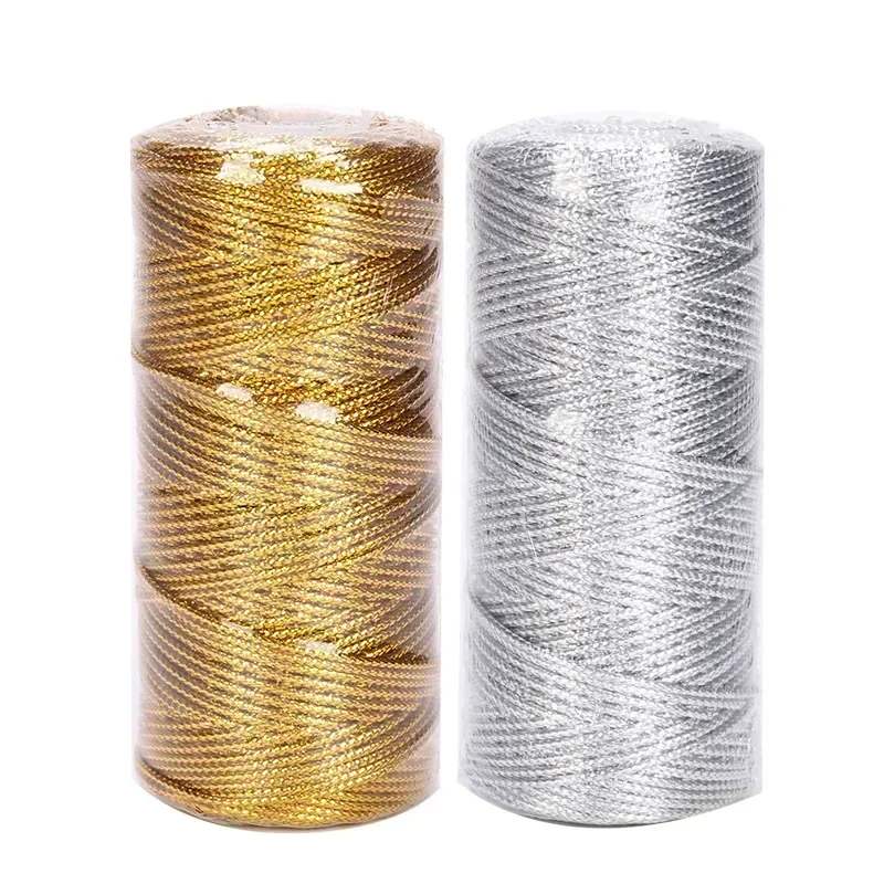 1.5mm 100M Gold Silver Macrame Cord Rope String for Sewing DIY Rope 100M Macrame Rope String for Sewing and Crafts Thread Twine