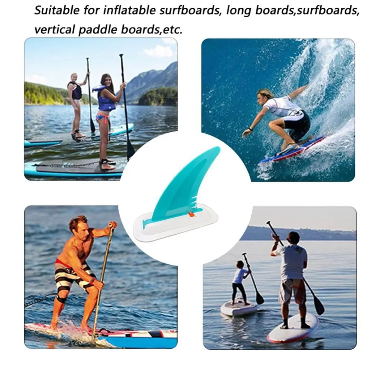 PHONE&GEAR Surfing Fins Inflatable Paddle Board Fins 7 Inch Single Center Fin with Base, for Long Board Paddle Board Surfboard