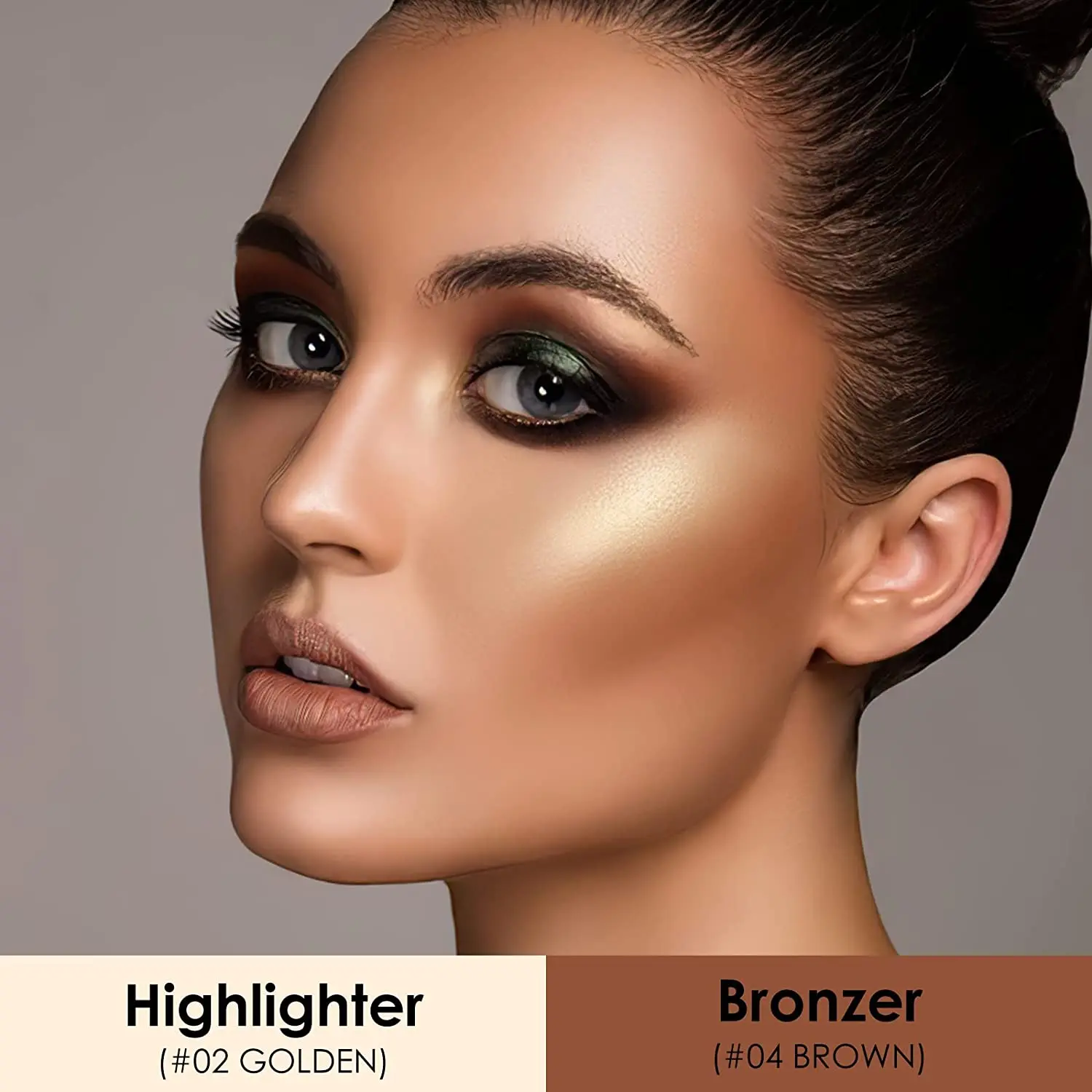 Makeup Highlighter Bronzer Iluminadores De Maquillaje Face Body Shimmer Pressed powder Palette 2 Color 0.53OZ