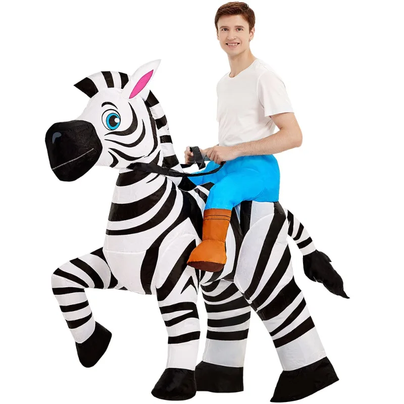 

Ride on Zebra Inflatable Costume Adult Kids Funny Blow up Animal Cosplay Suit for Halloween Christmas Carnival Party Fancy Dress