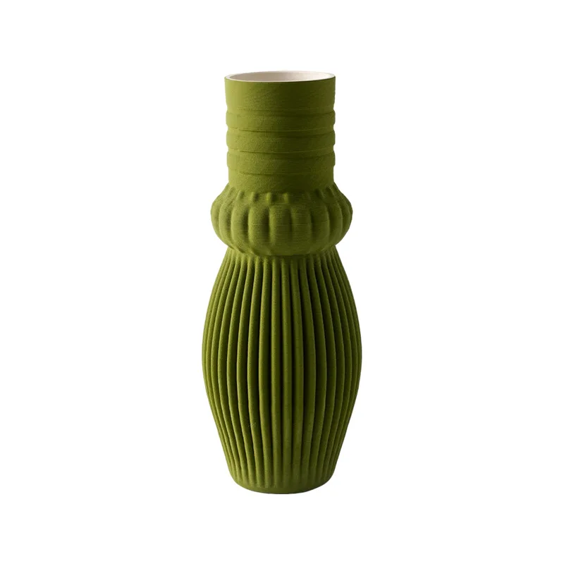 

Ceramic irregular striped vase, living room desktop coffee table, study flower dryer