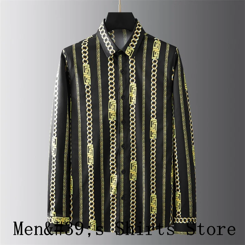 

New 2024 long-sleeved lapel printed classic shirt. Elastic fabric is breathable, soft and comfortable to the touch.