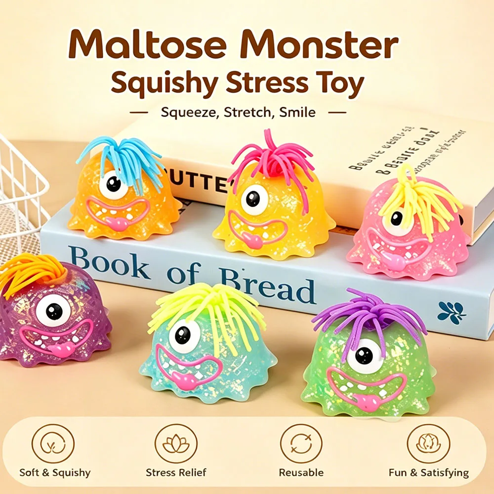 Kawaii Maltose Monster Squishy Silicone Squeeze Anxiety Vent Aesthetic Room Desk Decor Ornament Surprise Party Favor Prop