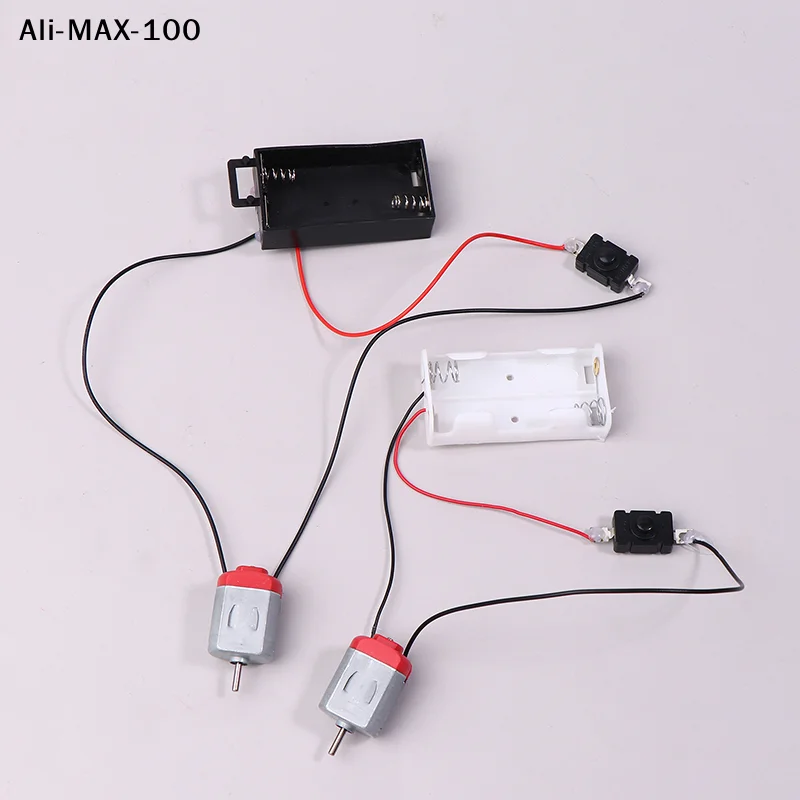 【Sv】Black White 130 Motor Kit With 2xAA Battery Storage Case And Switch 16500 RPM Mini DIY Electronic Motor Circuit Models Kit