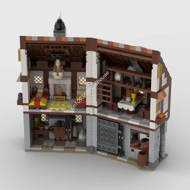 780 stks MOC Middeleeuwse Bakkerij Castleed Model Bouwstenen Architectuur Monteren DIY Kerstcadeau Onderwijs Speelgoed Baksteen Verjaardag