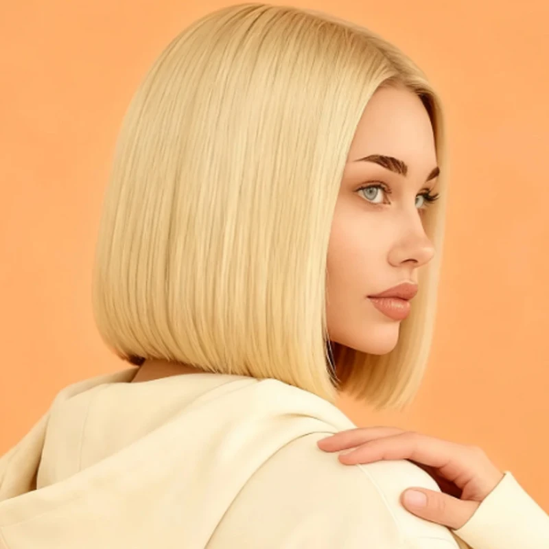 Women's gold short 12 inch synthetic wig, multifunctional and smooth, suitable for Halloween role-playing use