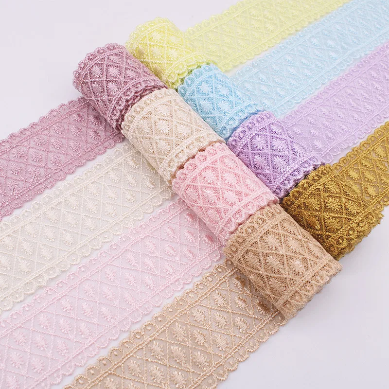 40MM 9 Yards 45 Yards Diamond Inelasticity  Wavy Edge Hollow Lace Embroidery Ribbon Hair Bows DIY Handmade Crafts Accessories