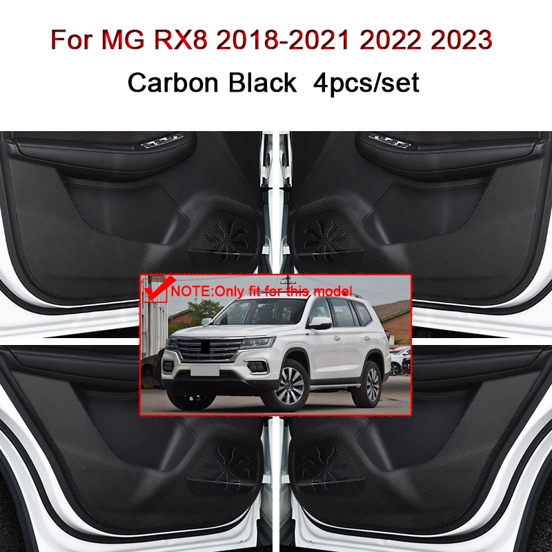 

For MG RX8 2018-2021 2022 2023 Car Door Anti Kick Pad Carbon Fiber Leather Texture Anti Dirt Protective Sticker Auto Accessories