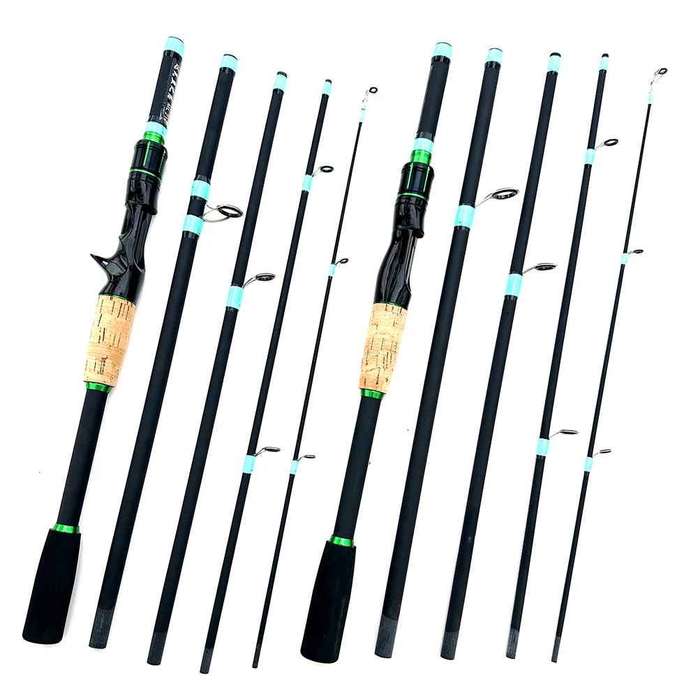 ML Action Carbon Lure Fishing Rod 1.8/2.1m 4-5 Sections Super Hard Baitcasting Pole Line Weight 4-10lb EVA Handle for All Waters