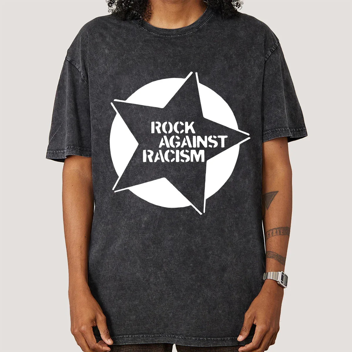 Rock Against Racism Fashion Men Women Unisex Harajuku T-shirt Retro Cotton T Shirts Tee Casual Tops Streetwear