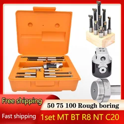 2 inche 50mm+9pcs 12mm Draw Bars Boring Head NT40 BT40 tool holder Boring set F1 Rough mill for CNC Machine Bore