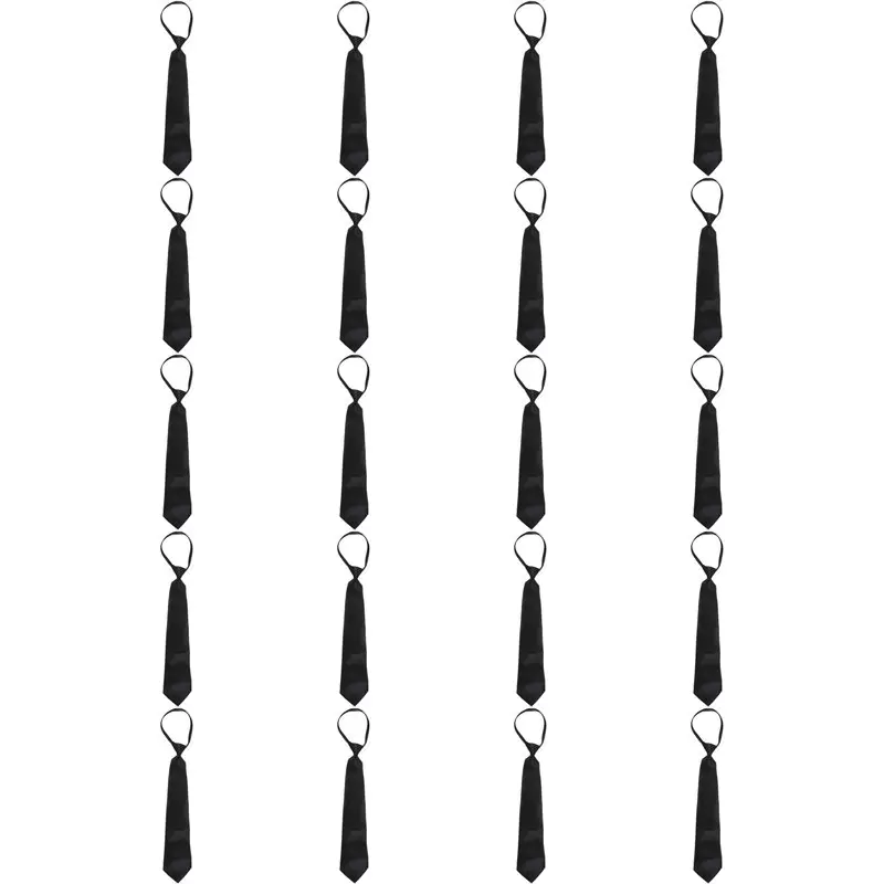 

20X Men Solid Black Polyester Zip Up Necktie Smooth Zipper Tie Multi-Purpose