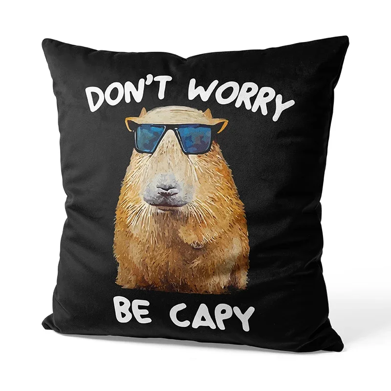 Aertemisi Capybara Dont Worry Be Capy Funny Rodent Square Throw Pillow Cushion Covers Cases Pillowcases for Sofa 45cm x 45cm