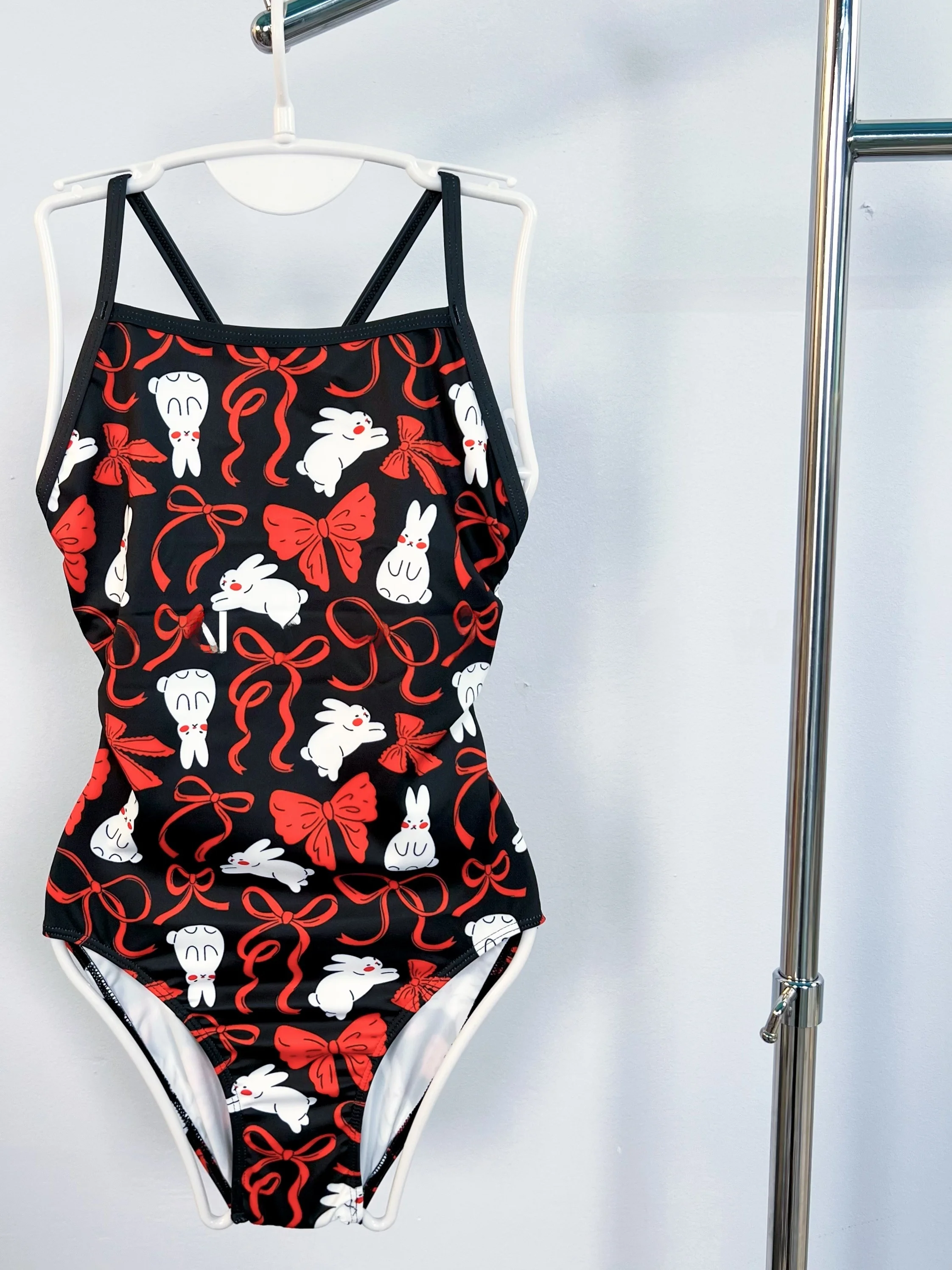 

Cartoon Rabbit One-Piece Swimsuit Women's Competitive Speed Suit High Elasticity Quick Dry No Chest Pad round Neck Sleeveless
