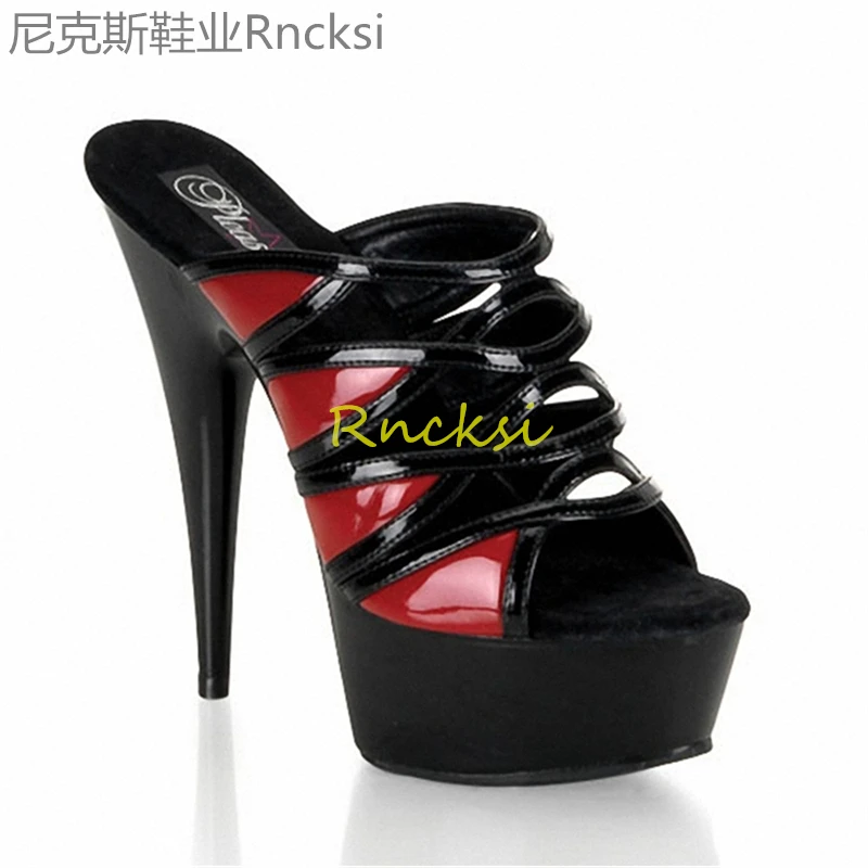 15cm Fish-billed high-heeled shoes women wear fashionable women's stiletto platform thick-soled sandals in summer.