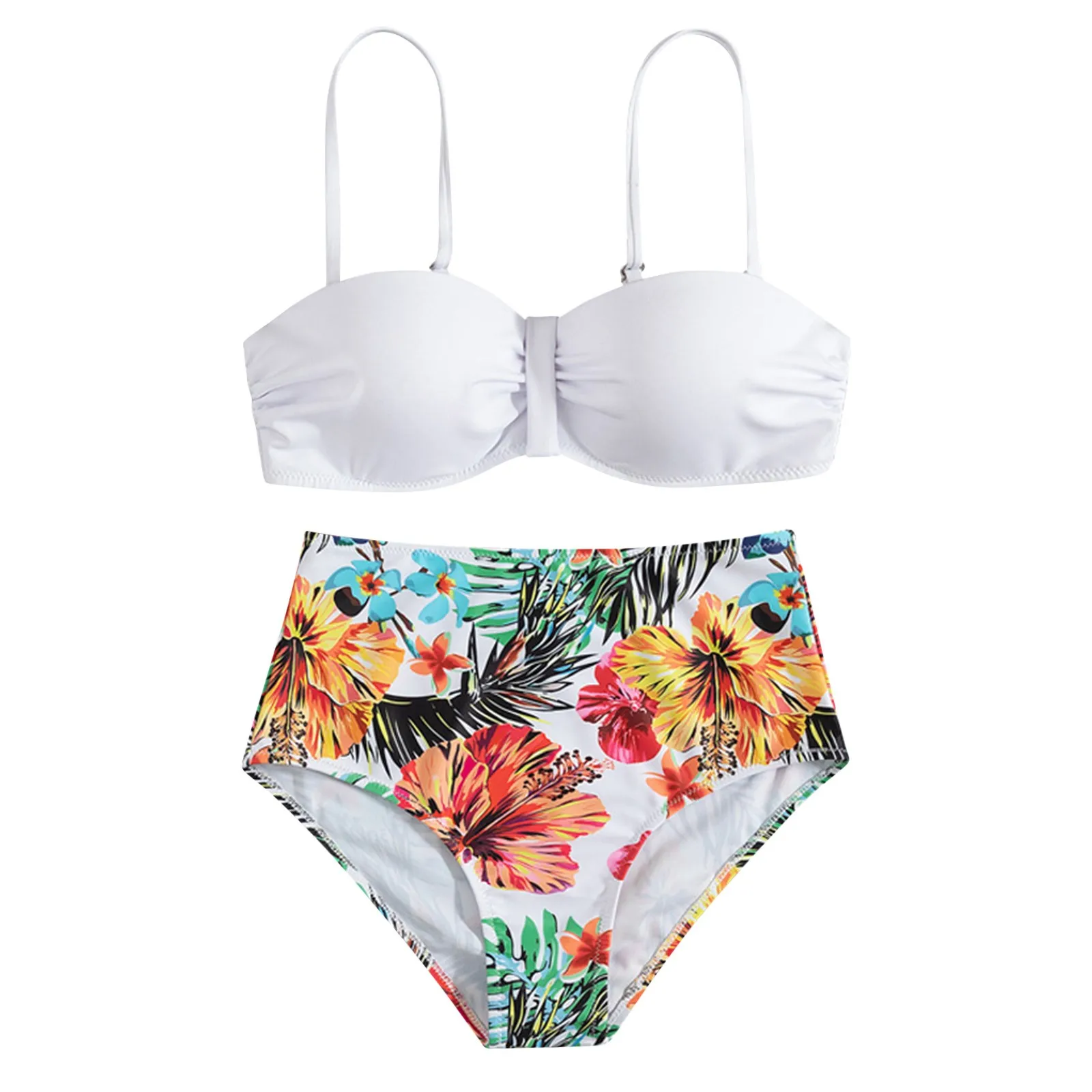 Vintage Floral Print High Waisted Bikini Sets Swimsuit Women Two Piece Swimwear Luxury Cover Up Spring Summer Beach Mujer Bather