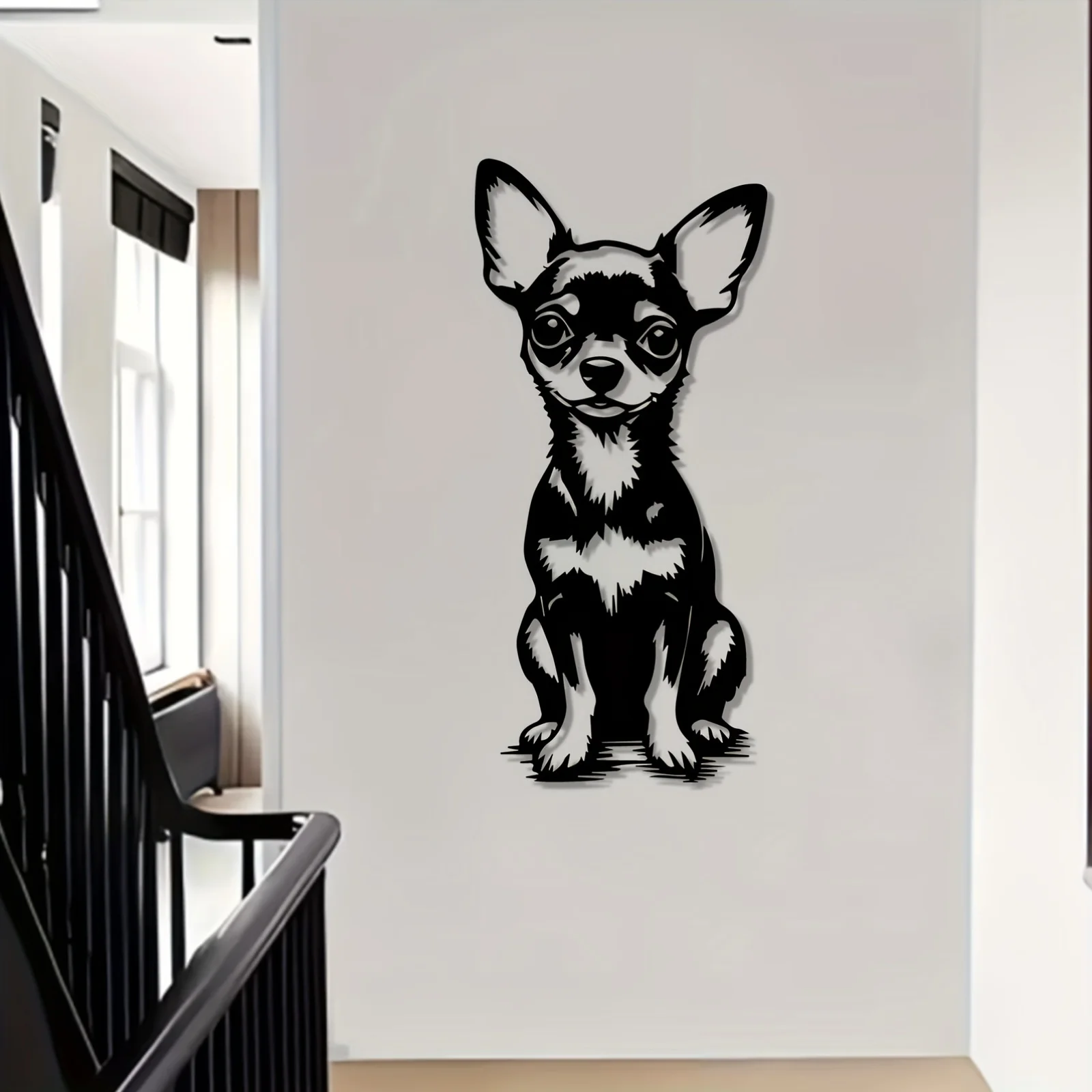 Mordern Metal Wall Art Cute Chihuahua Statue Aluminum Decor Durable Home Garden Fence Pet Lovers Christmas Easter Gift view 4