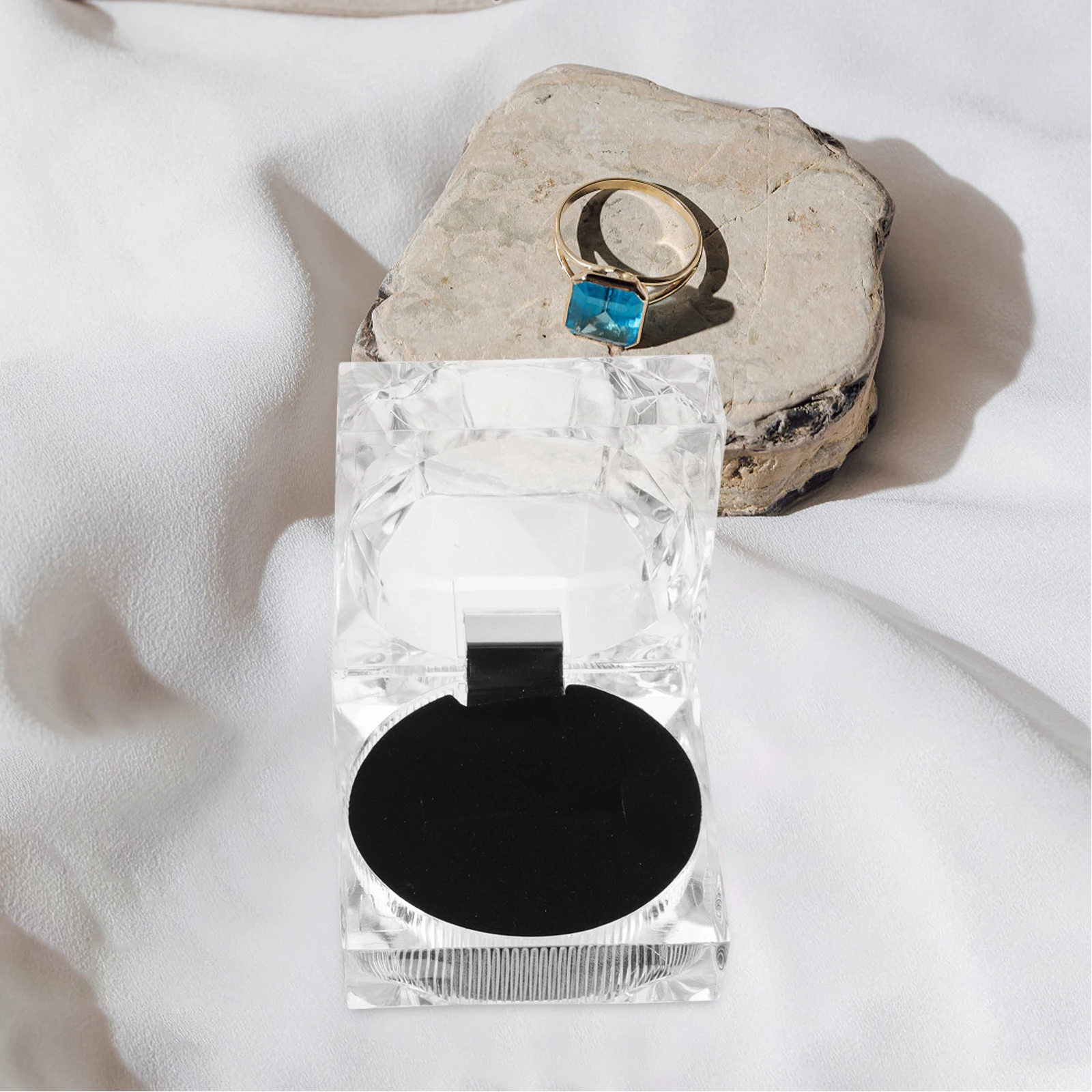 

Jewelry Storage Box Acrylic Boxes Holder Ring for Wedding Ceremony Rings Organizer Case Carrier