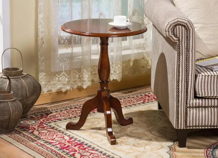 

American solid wood edge corner round table table coffee small coffee small round sofa side coffee