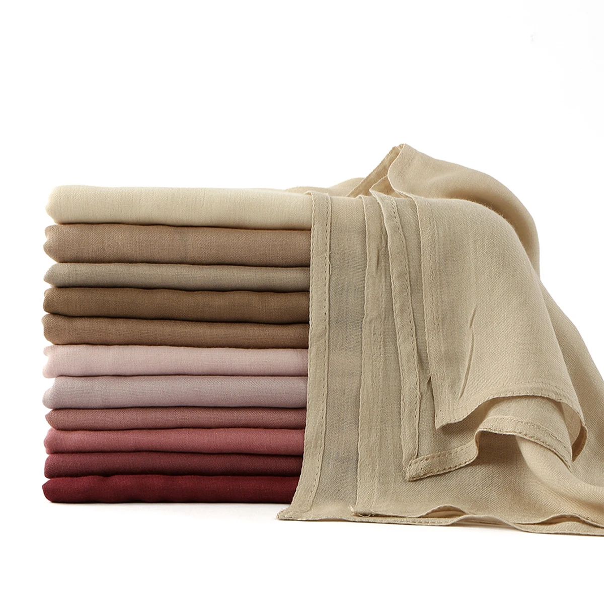 Cotton Rayon Modal Hijab Scarf For Women Long Muslim Shawl Plain Soft Turban Head Wraps For Women Headscarf Tudung
