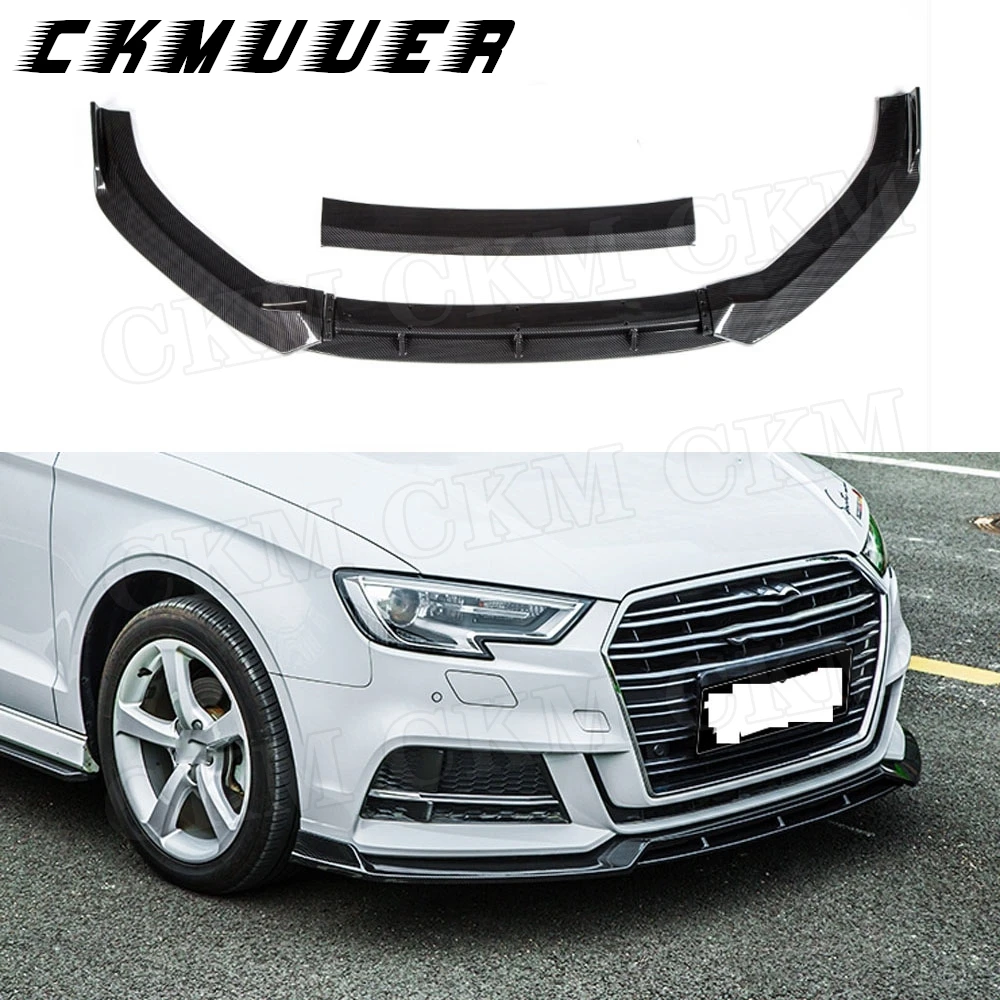 

CKMUUER, 4 шт./компл., передний спойлер из АБС-пластика для Audi A3 S3 Sline, не для A3 Standard 2017 2018 2019, черный головной бампер, лопата для подбородка