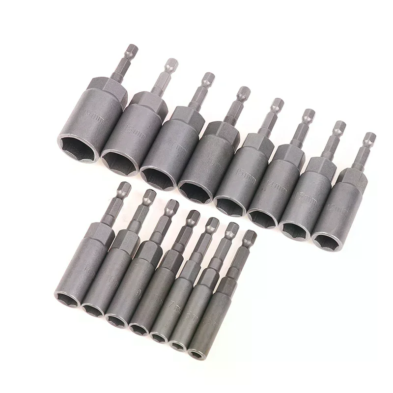 5.5-19mm Hex Socket Sleeve Power Tool Accessories 80mm Power Nut Driver - includes 15 Impact Socket Adapters