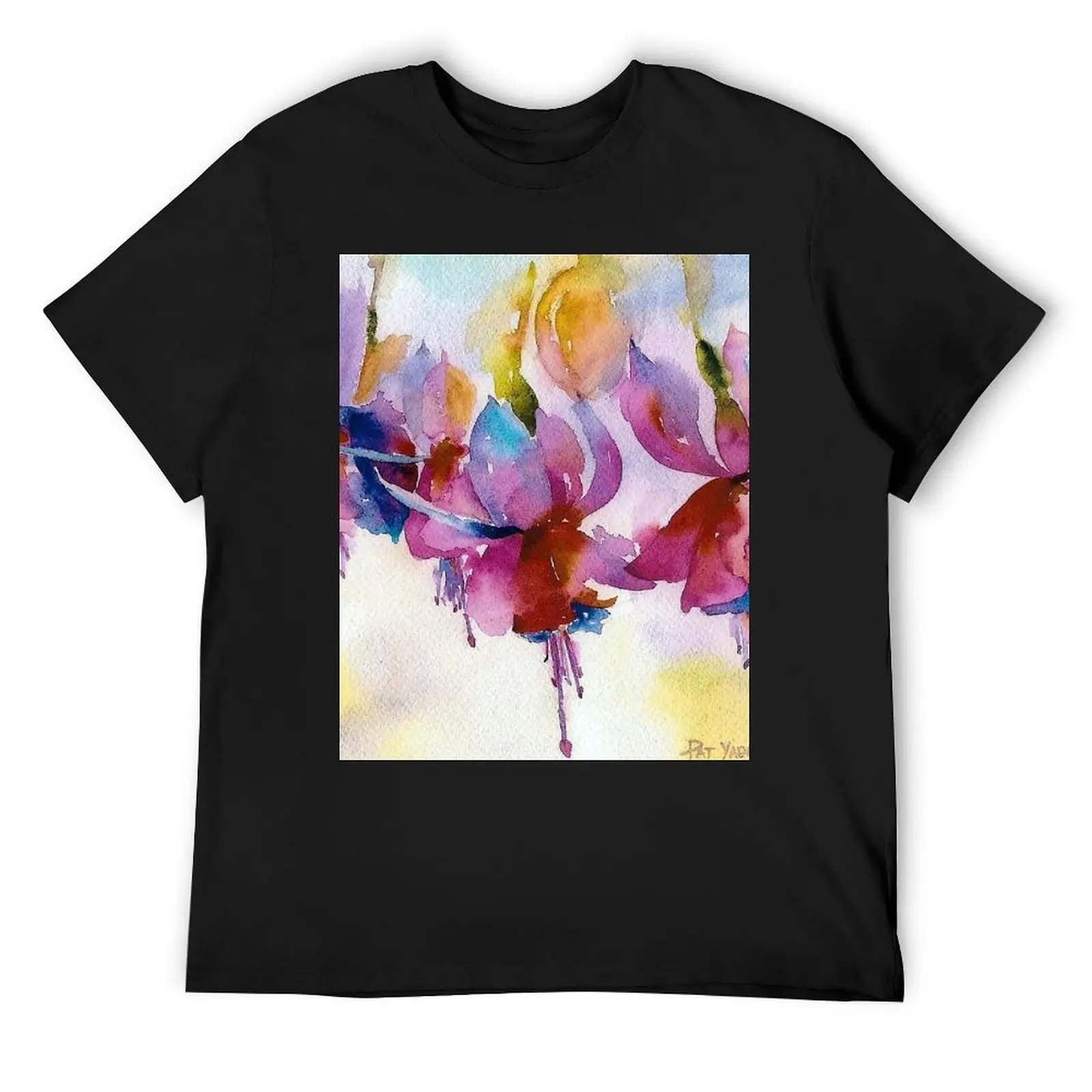 Dancing Fuchsias Watercolor T-Shirt man clothes vintage graphic tee graphic shirts mens t shirt