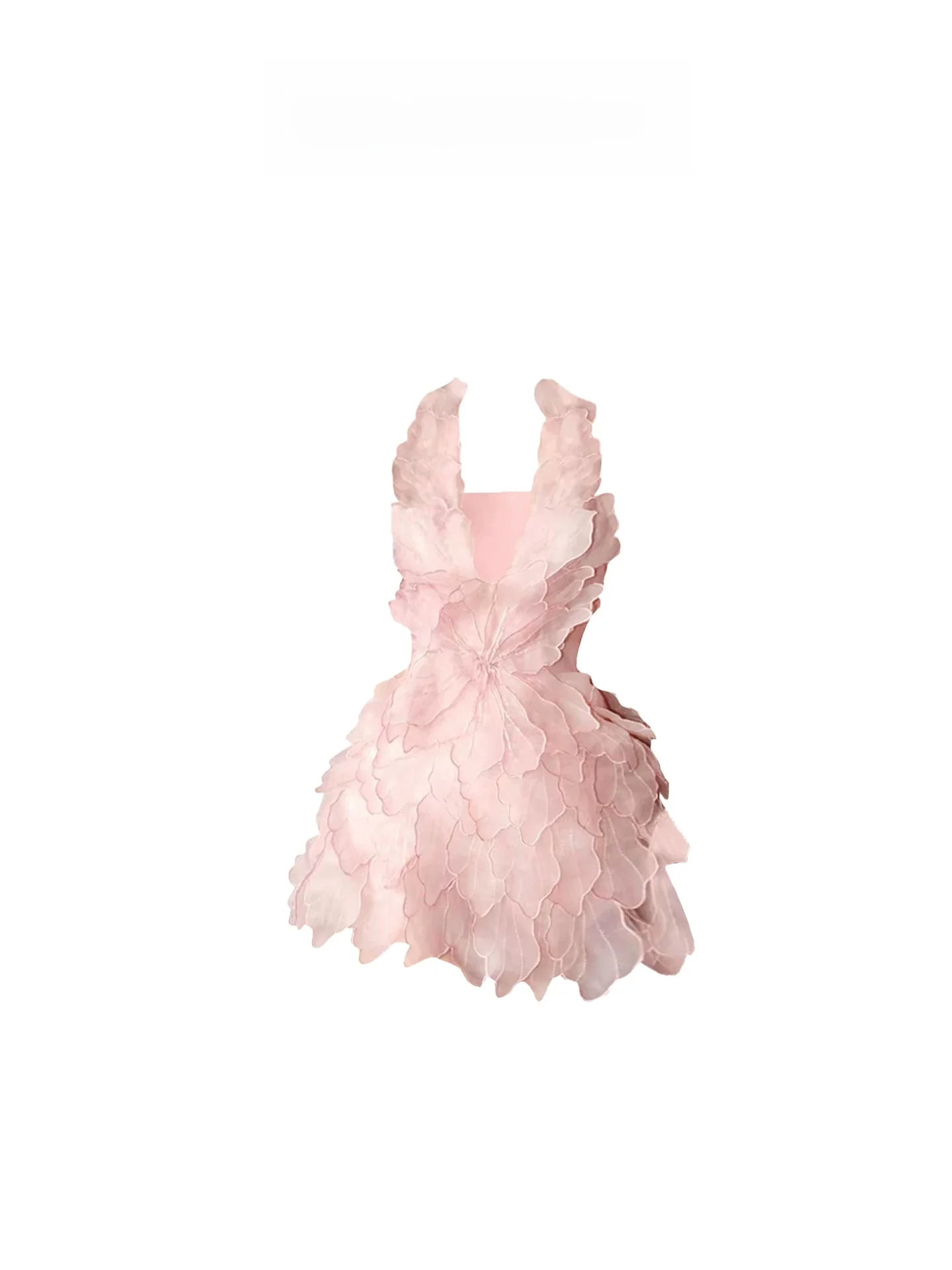 HEZA Summer Pure Desire Slimming Dress Women's Hanging Neck Heavy Work Petal Dress Princess Style A-Line Short Skirt