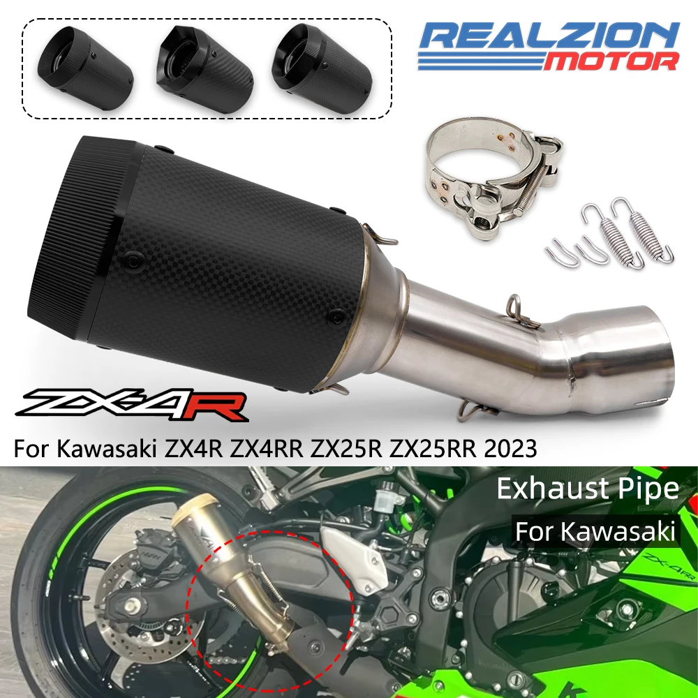 

REALZION ZX4R ZX4RR 2023 Motorcycle Exhaust Pipe Exhaust Slip-On Pipe Middle Link Pipe Set For KAWASAKI Ninja ZX-4R ZX-4RR