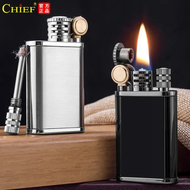 

Metal Kerosene Open Flame Old-fashioned Retro Grinding Wheel Ignition Lighter Windproof, Waterproof, Outdoor Portable Use