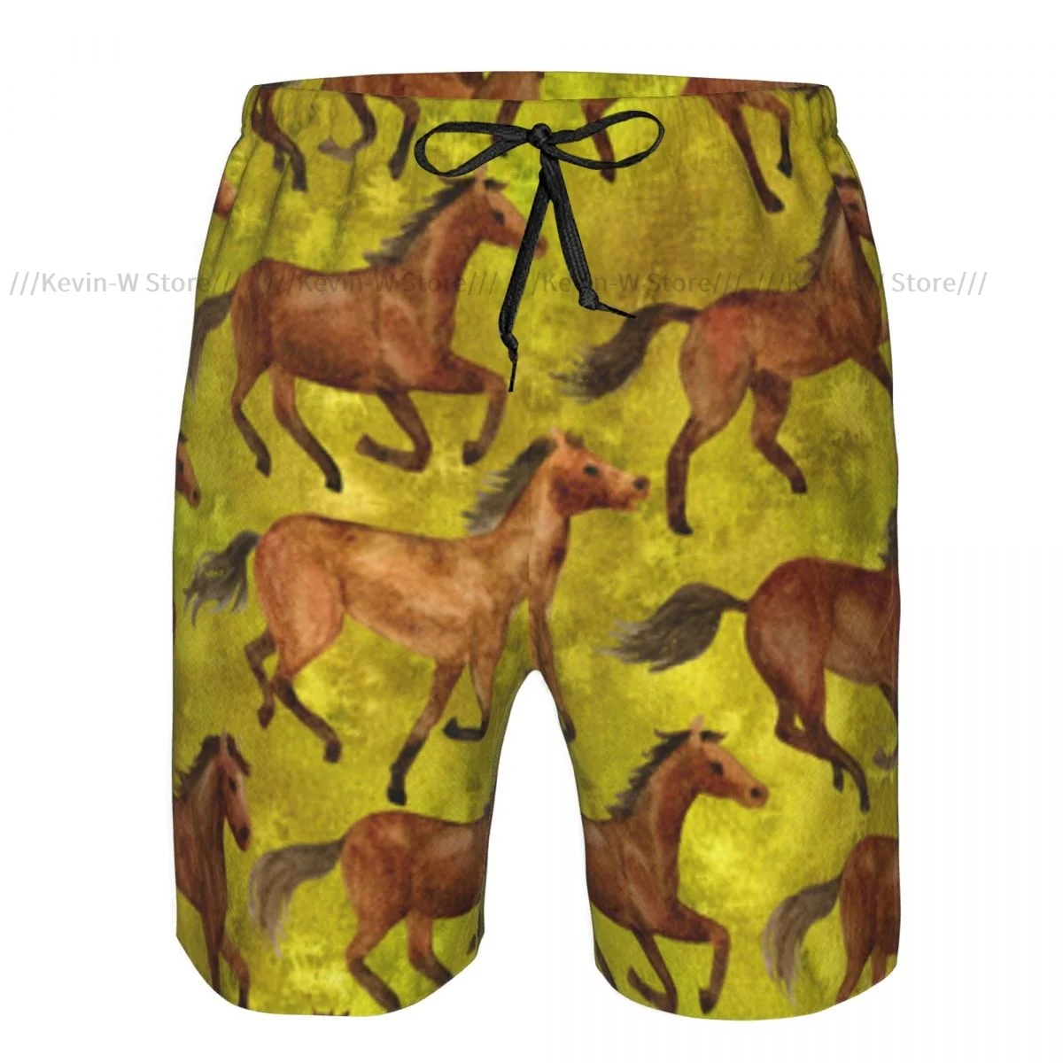 Summer Men Swimwear Breathable Quick Dry Trunks Running Horses Beach Shorts for Running Training Surfing