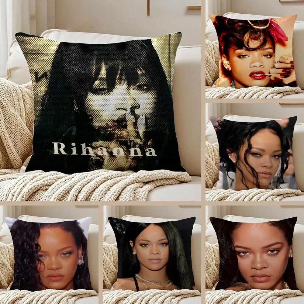 Rnb Singer R-Rihanna Cushion Cover Pillowcase Anti-dustmite Invisible Zipper Short Plush Sofa Cushion