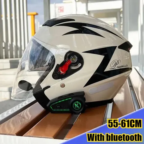 motorcycle double mirror smart bluetooth helmet four seasons unisex sun protection three quarters rider helmet 55-61cm