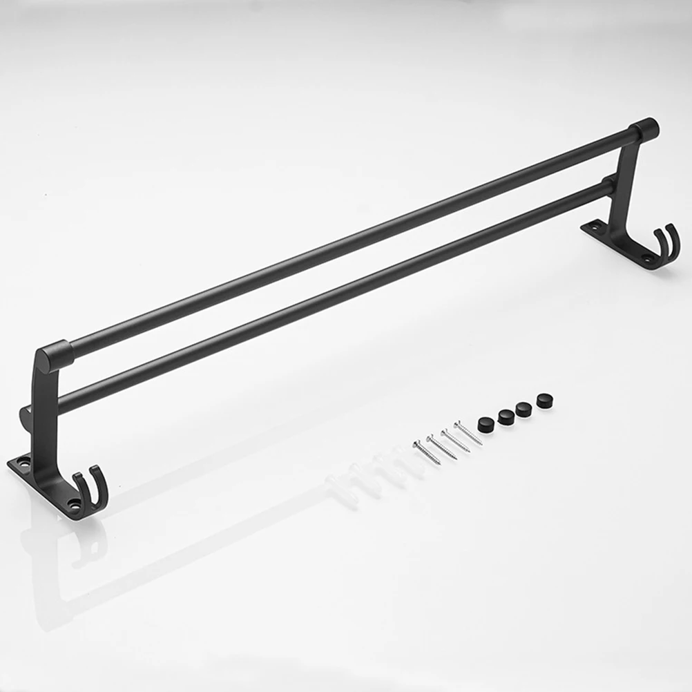

48Cm Double Towel Bar Aluminium Alloy Wall Mounted Bath Sponge Holder For Bathroom Kitchen Rust Resistant Shiny Easy Install