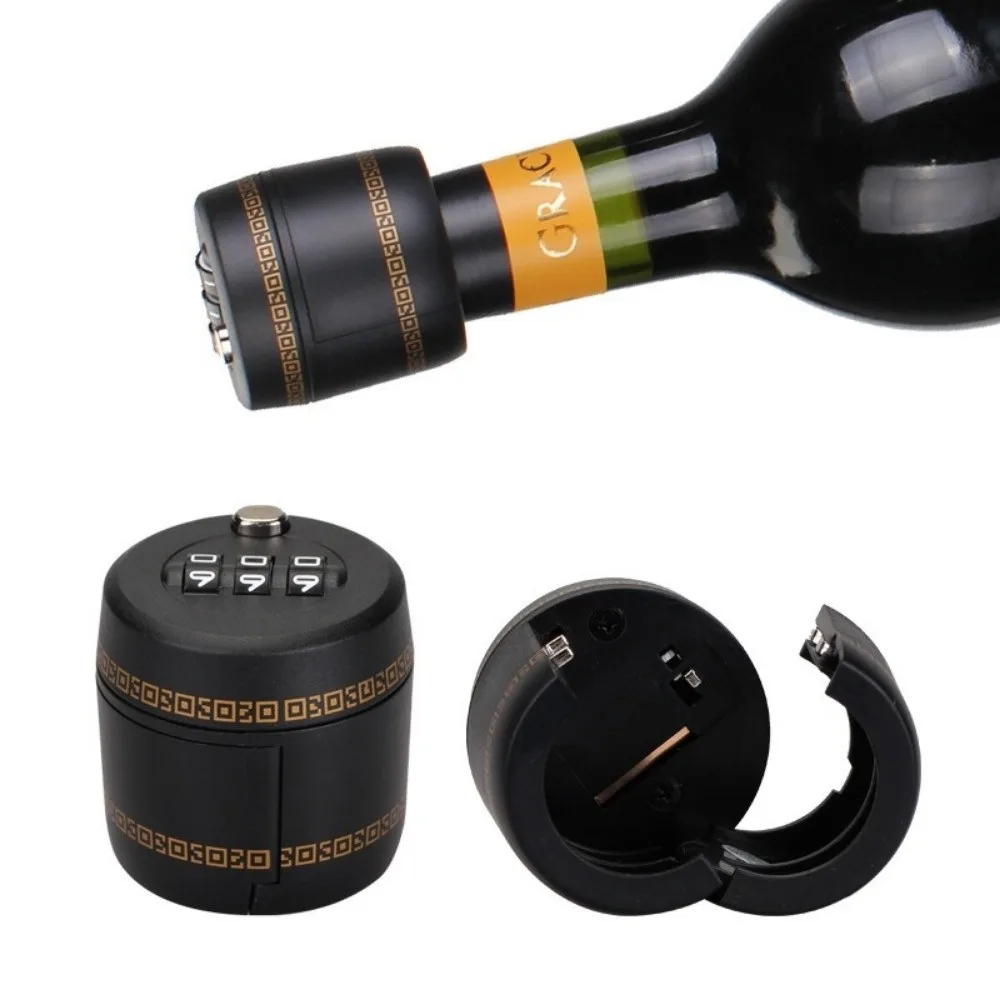 Plastic Wine Bottle Lock Secret 3 Digit Vacuum Wine Stopper Bottle Cap Preservation Coded Bottle Cap Password Lock Wine Bottle