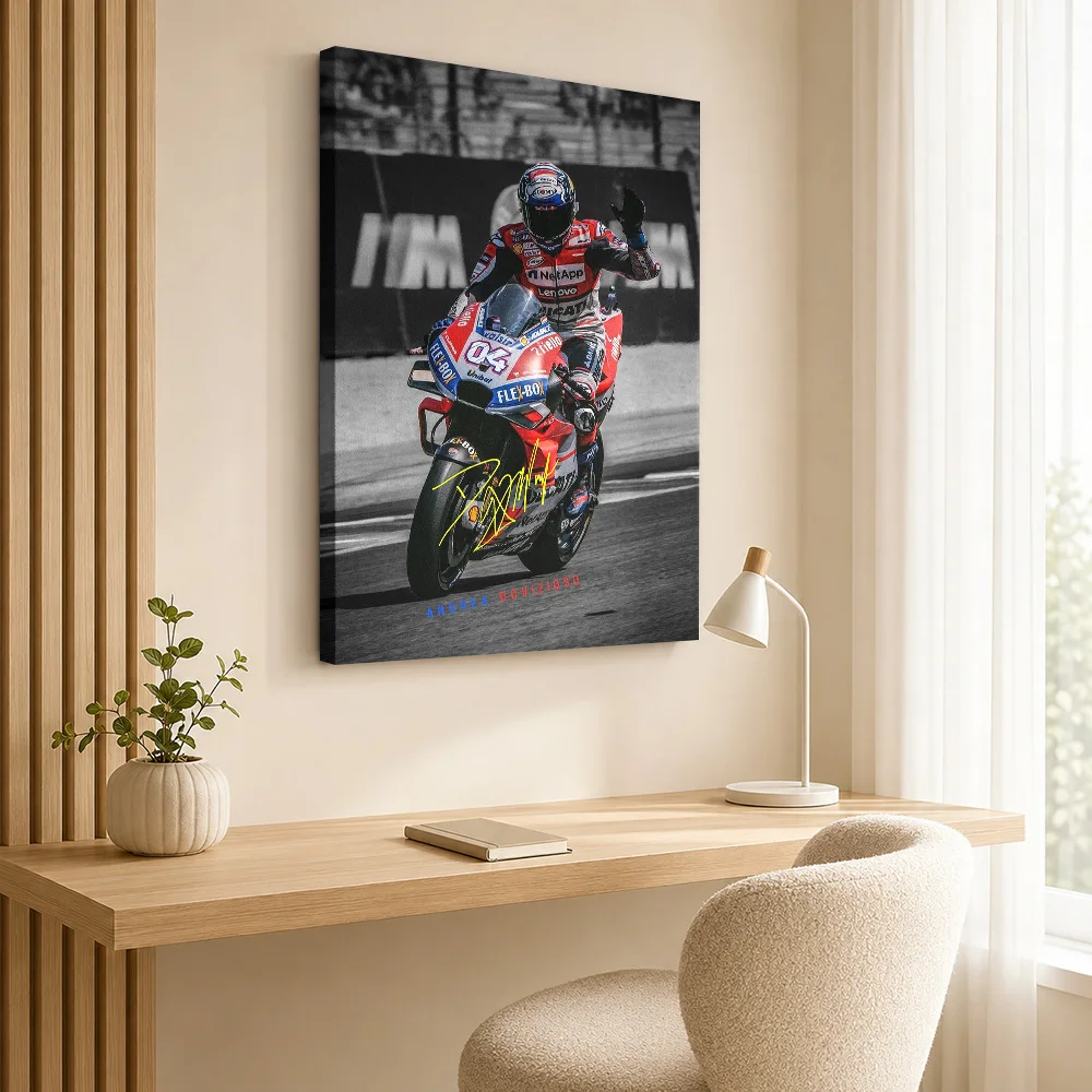 Andrea Dovizioso MotoGP Framed Canvas Print Poster Bold Style Wall Decor With Customized Photo For Man Cave Ideal Collector Gift