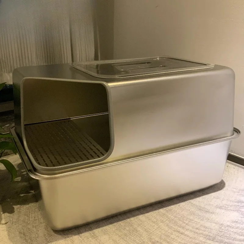 

Stainless steel cat litter box corridor type fully enclosed anti-splash deodorant shortfooted cat corridor extra large oversized